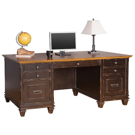 Officesource 31.00'' H, Vintage Black with Wood Plank Tops, 70.00'' W X IMHF680BK